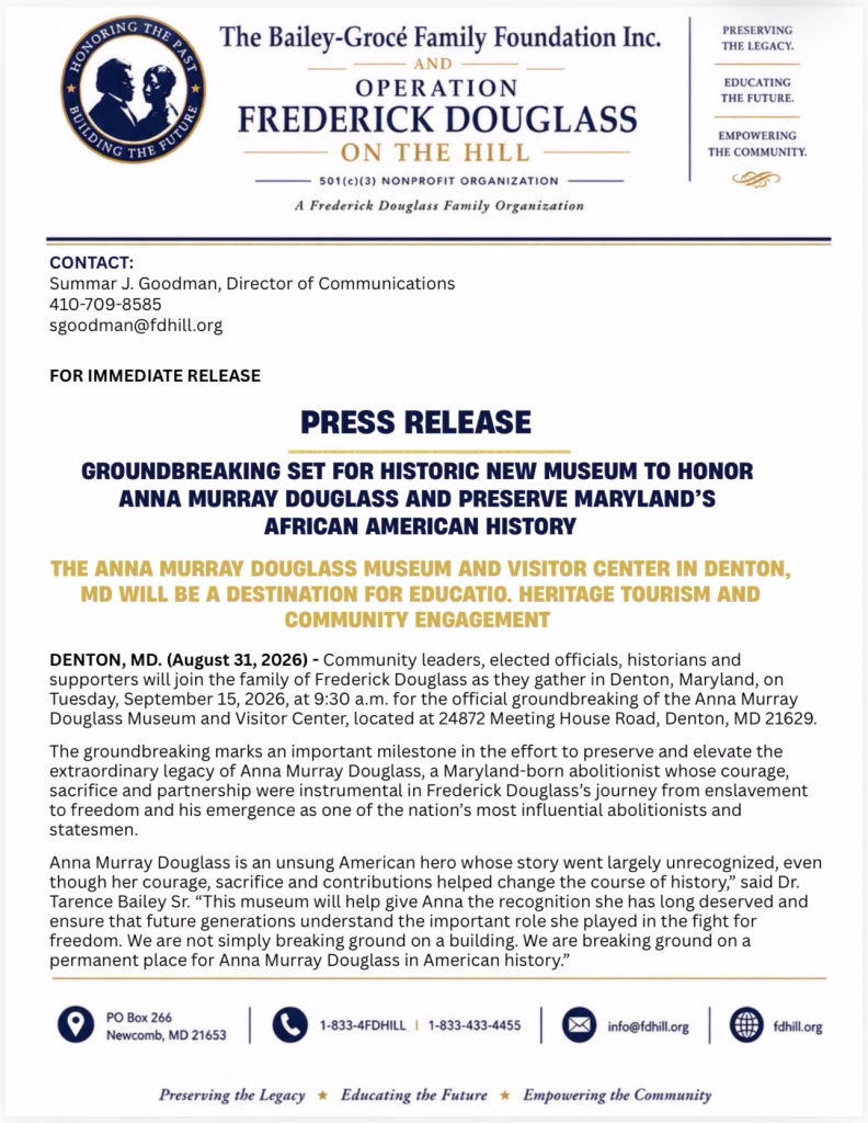 Frederick Douglass Press Release